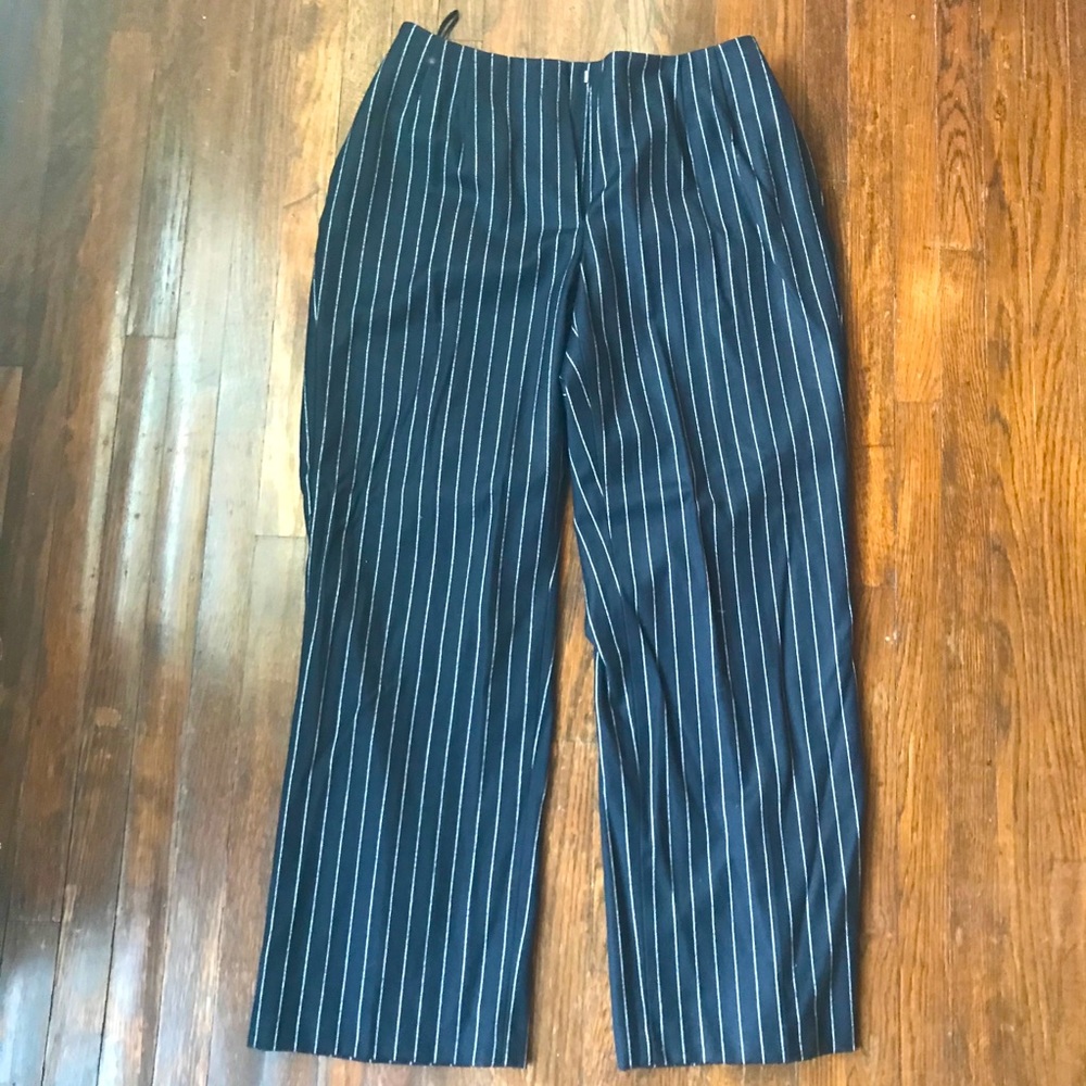 Talbots wool blend wide leg stripe pants